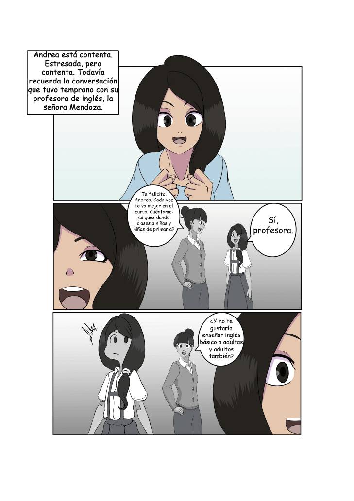 Una chiquita enseñando a grandes