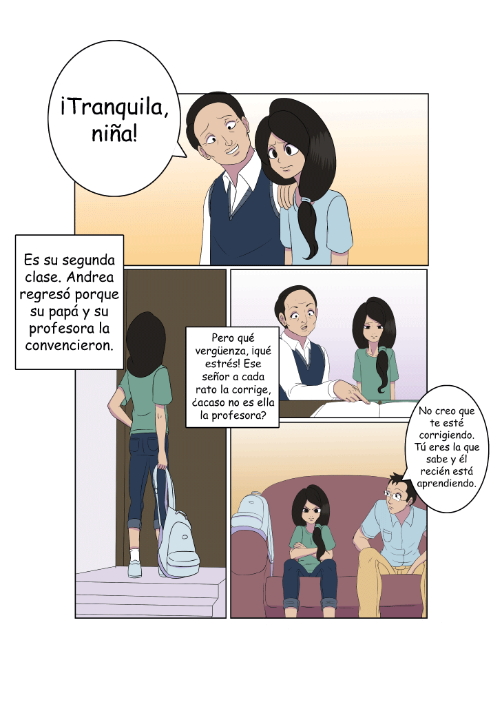 Una chiquita enseñando a grandes