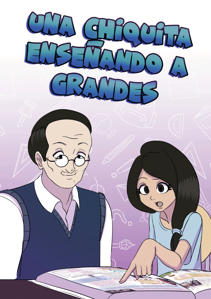 Una chiquita enseñando a grandes